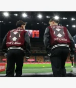 2025 AC Milan x Off-White Maroon & Black Varsity Jacket For Unisex