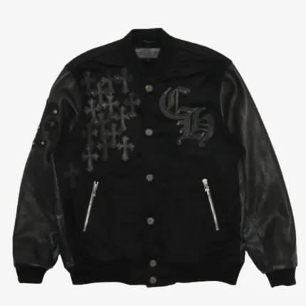 Chrome Heart Black Letterman Varsity Jacket