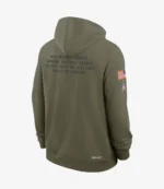 Coach Kellen Moore New Orleans Saints Salute to Service 2025 Olive Green Fleece Hoodie For Unisex