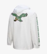 Mitchell & Ness White Philadelphia Eagles Vintage Logo Coaches Full-Snap Hoodie Jacket For Unisex