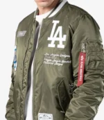 New Era Cap x MLB Los Angeles Dodgers x Alpha Industries Green Bomber Jacket For Unisex