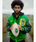 Nike Oregon Grateful Ducks Lettermen Varsity Jacket Green For Unisex