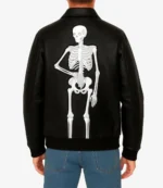 Peek-A-Boo Skeleton Black Bomber Leather Full-Zip & Shirt Collar Jacket
