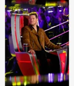 The Voice S28 Michael Buble Brown Suede Leather Motorcycle Jacket For Unisex