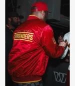 50 Cent Washington Commanders Red Satin Jacket