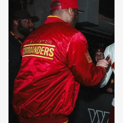 50 Cent Washington Commanders Red Satin Jacket