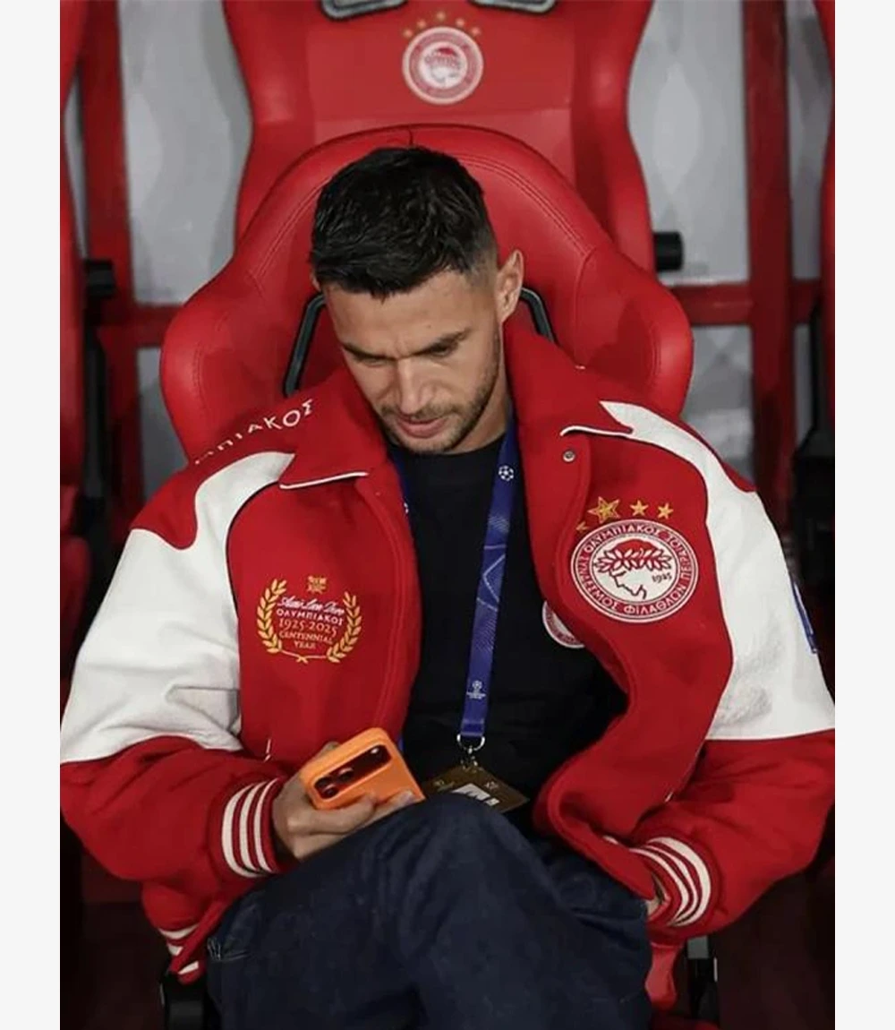Aimé Leon Dore Olympiacos F.C. UEFA Champions League 2025 Varsity Jacket Unisex Aimé Leon Dore Olympiacos F.C. UEFA Champions League 2025 Varsity Jacket