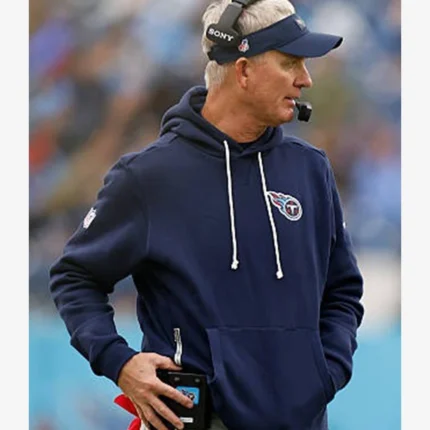 Unisex Mike McCoy Tennessee Titans 2025 Nike Navy Sideline Club Fleece Pullover Hoodie