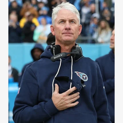 Mike McCoy Tennessee Titans 2025 Nike Navy Sideline Club Fleece Pullover Hoodie