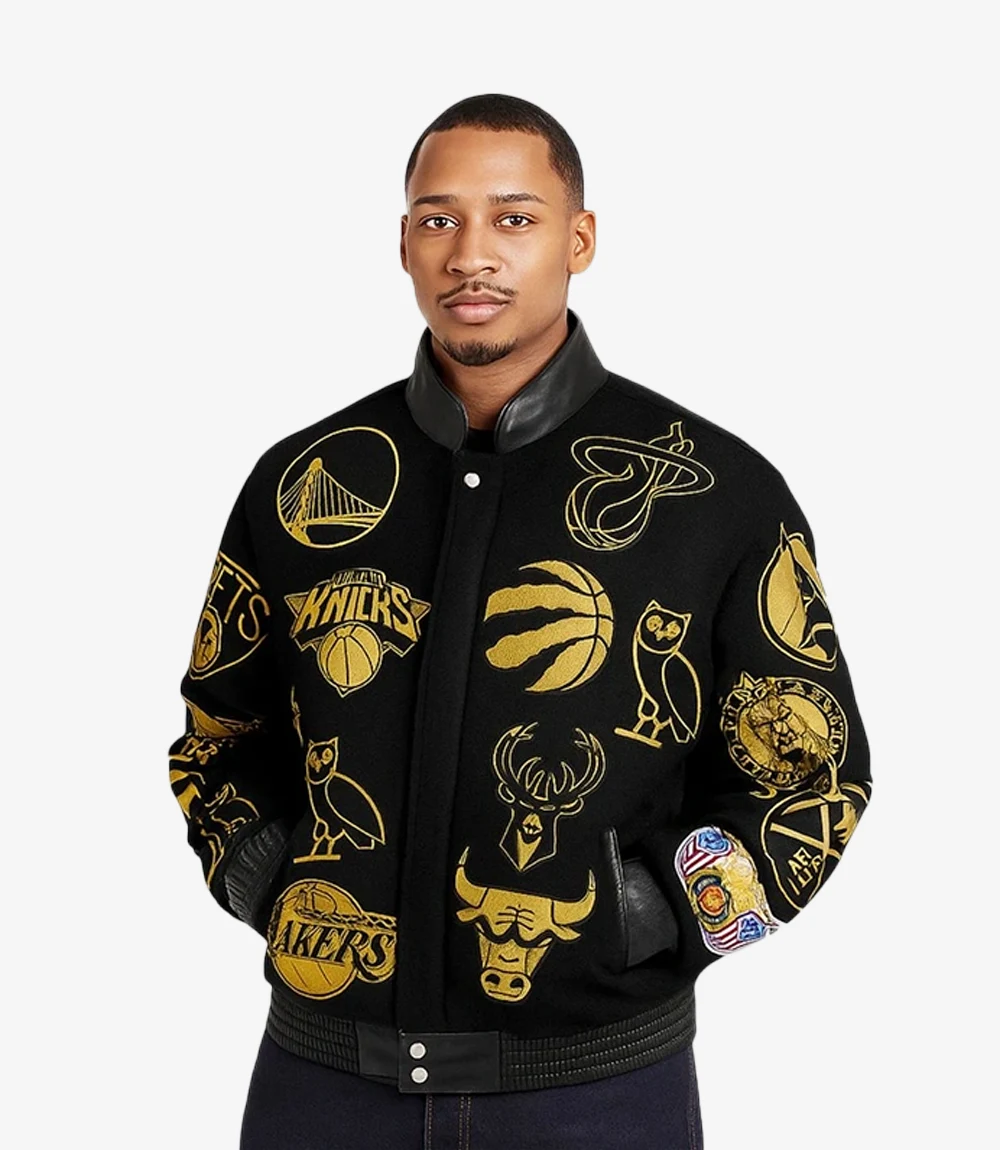 October’s Very Own NBA Jeff Hamilton Team Icons Jacket Black & Golden Unisex October’s Very Own NBA Jeff Hamilton Team Icons Jacket Black & Golden