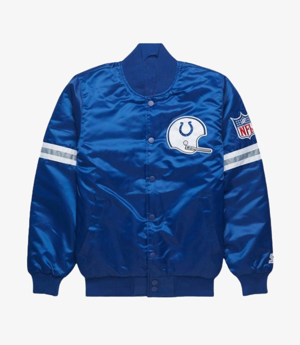 Starter Indianapolis Colts Royal Blue Satin Bomber Jacket Unisex Starter Indianapolis Colts Royal Blue Satin Bomber Jacket