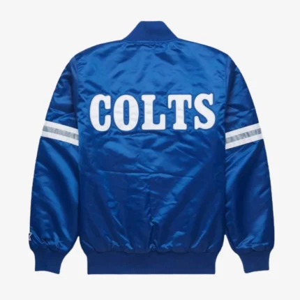 Starter Indianapolis Colts Royal Blue Satin Bomber Jacket