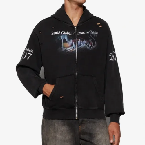 2008 Global Financial Crisis Destroyed Zip-Up Black Hoodie