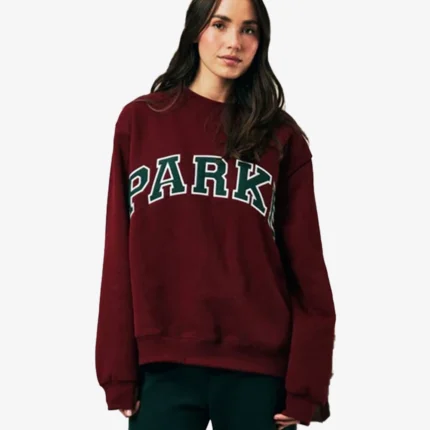 Unisex 2025 Parke Holiday Varsity Mockneck Fleece Sweatshirt in Maroon