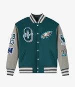 Unisex 2025 Philadelphia Eagles OVO Wool Varsity Jacket in Green & Grey