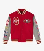 Unisex 2025 San Francisco 49ers OVO Wool Varsity Jacket in Red & Grey
