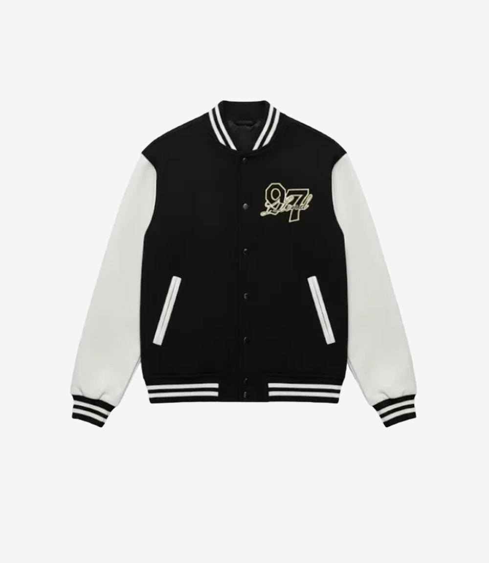 97 lloud Varsity Black & White Jacket 97 lloud Varsity Black & White Jacket For Unisex