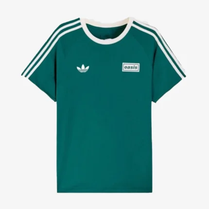 Unisex Adidas x Oasis Drop 2 Tour 3-Stripes Green T-Shirt