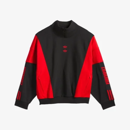 Unisex Adidas x Willy Chavarria 2025 Watsonville Mockneck Black & Red Sweatshirt