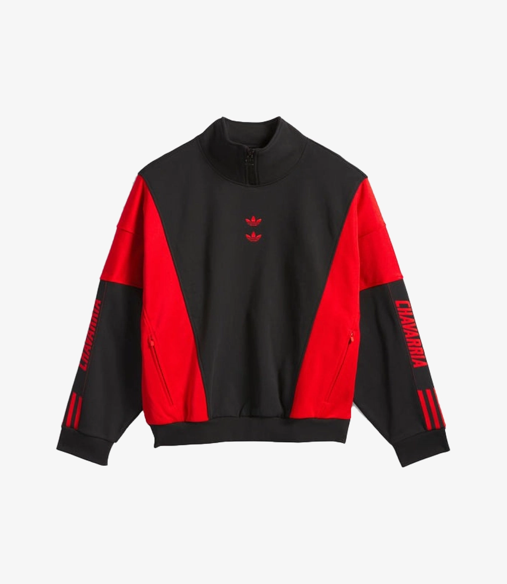 Adidas x Willy Chavarria 2025 Watsonville Mockneck Black & Red Sweatshirt Unisex Adidas x Willy Chavarria 2025 Watsonville Mockneck Black & Red Sweatshirt