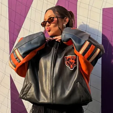 Alannah Davidson Chicago Bears Black Leather Jacket For Unisex
