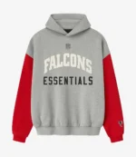 Atlanta Falcons Fear of God Essentials Heather Gray & Red Sport Fleece Hoodie For Unisex