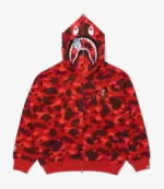 Unisex BAPE X Straykids Wolf Chan Shark Full Zip Red Hoodie
