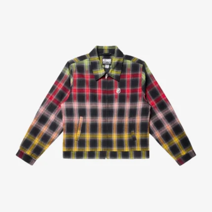 Unisex Billionaire Boys Club Mixer Front Helmet Head Patch & Back Arch Logo Printed Multi-Color Plaid Workman’s Zip-Up Jacket