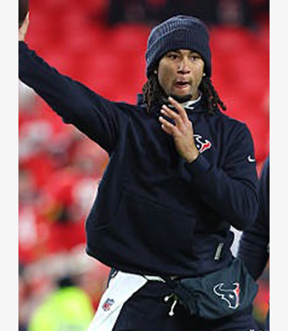 C. J. Stroud Houston Texans Sideline Club Graphic Navy Blue Fleece Pullover Hoodie Unisex C. J. Stroud Houston Texans Sideline Club Graphic Navy Blue Fleece Pullover Hoodie