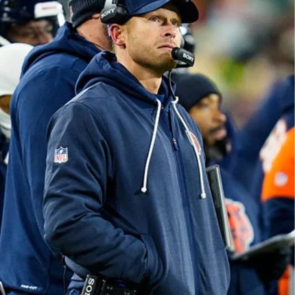 Coach Ben Johnson Chicago Bears 2025 Nike Navy Blue Sideline Bomber Jacket