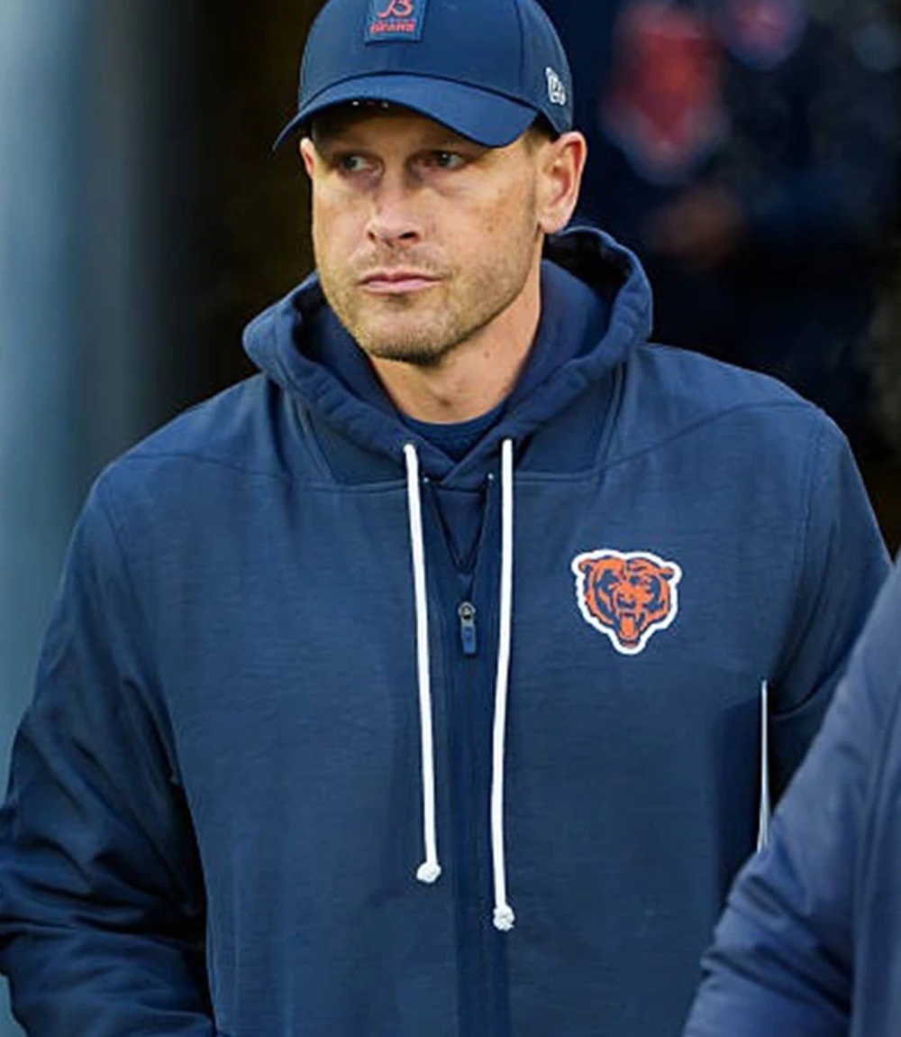 Coach Ben Johnson Chicago Bears 2025 Nike Navy Blue Sideline Bomber Jacket Unisex Coach Ben Johnson Chicago Bears 2025 Nike Navy Blue Sideline Bomber Jacket