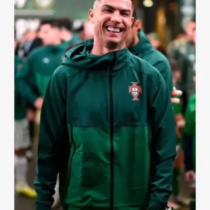 Unisex Cristiano Ronaldo FIFA World Cup 2026 FPF Crest Qualifier Portugal Green Hooded Training Jacket