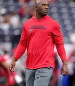 Unisex DeMeco Ryans Houston Texans 2025 Sideline Long Sleeve Red Hoodie T-Shirt