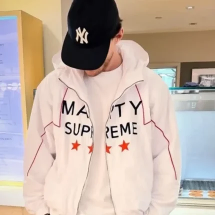 Unisex Declan Rice Marty Supreme Navy Chest Logo, Red Piping & Three-Star Graphic White Track Jacket