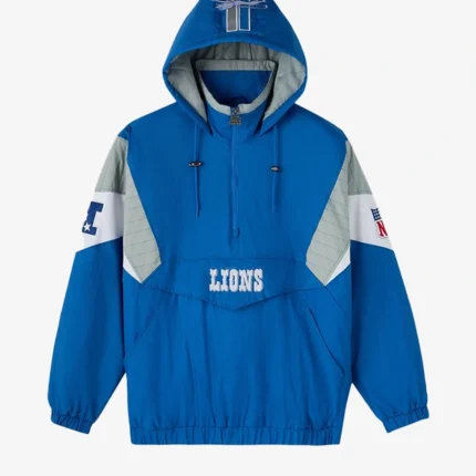 Unisex Detroit Lions OVO 2025 STARTER Half-Zip Pullover Hooded Jacket