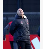 Dutch Football Manager Arne Slot UEFA Champions League 2025 LFC Black Puffer Hooded Jacket