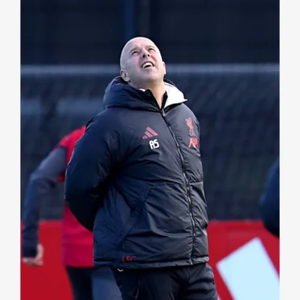 Dutch Football Manager Arne Slot UEFA Champions League 2025 LFC Black Puffer Hooded Jacket