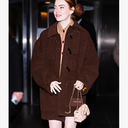 Unisex Emma Stone Brown Toggle Coat