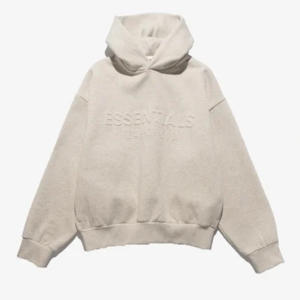 Unisex Fear Of God Essentials Embossed Classic Hoodie Oatmeal Heather