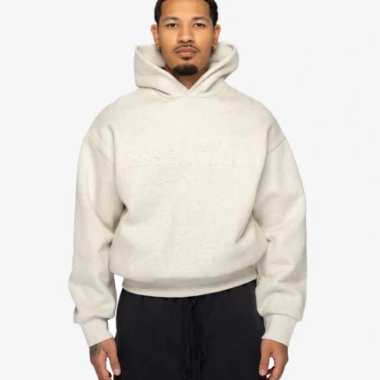 Fear Of God Essentials Embossed Classic Hoodie Oatmeal Heather