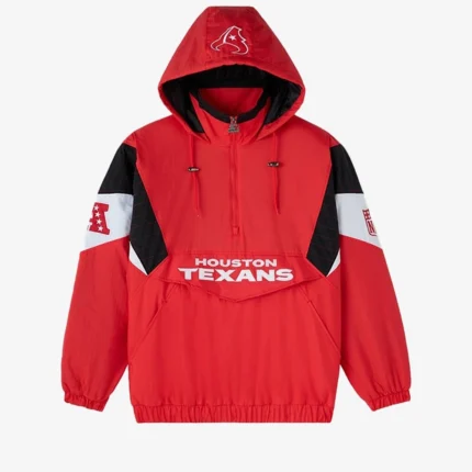 Unisex Houston Texans OVO 2025 STARTER Half-Zip Pullover Red Hooded Jacket