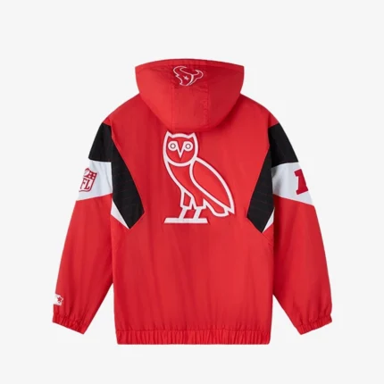 Houston Texans OVO 2025 STARTER Half-Zip Pullover Red Hooded Jacket