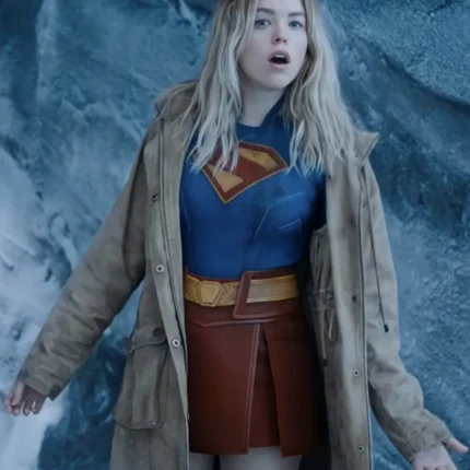 Unisex Kara Zor-El Supergirl 2026 Milly Alcock Brown Hooded Jacket