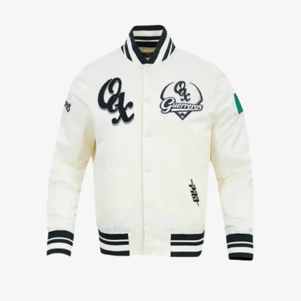 Unisex Liga MX Team Guerreros de Oaxaca Hasta el último out Unisex Cream Satin Varsity Jacket
