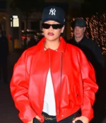 Unisex Los Angeles Grove Rihanna Oversized Red Leather Jacket