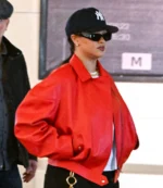 Los Angeles Grove Rihanna Oversized Red Leather Jacket