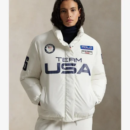 Unisex Milano Cortina 2026 Winter Olympics Women’s Polo Ralph Lauren Team USA Graphic Down Puffer Jacket