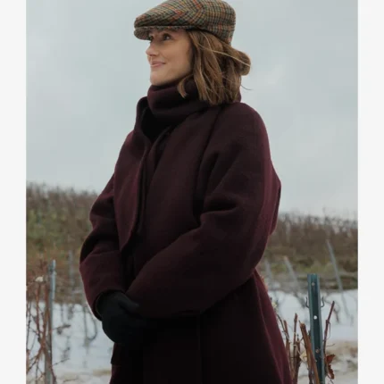 Unisex Minka Kelly Champagne Problems Maroon Wool Trench Coat