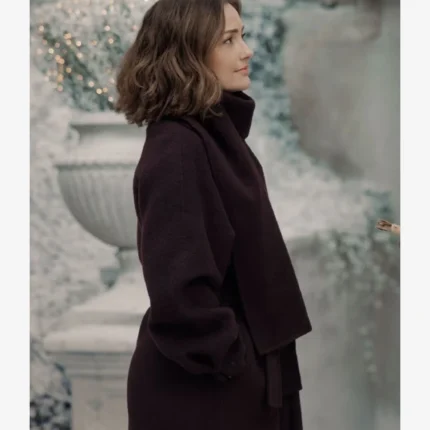 Minka Kelly Champagne Problems Maroon Wool Trench Coat