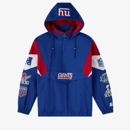 Unisex New York Giants OVO 2025 STARTER Half-Zip Pullover Hooded Jacket